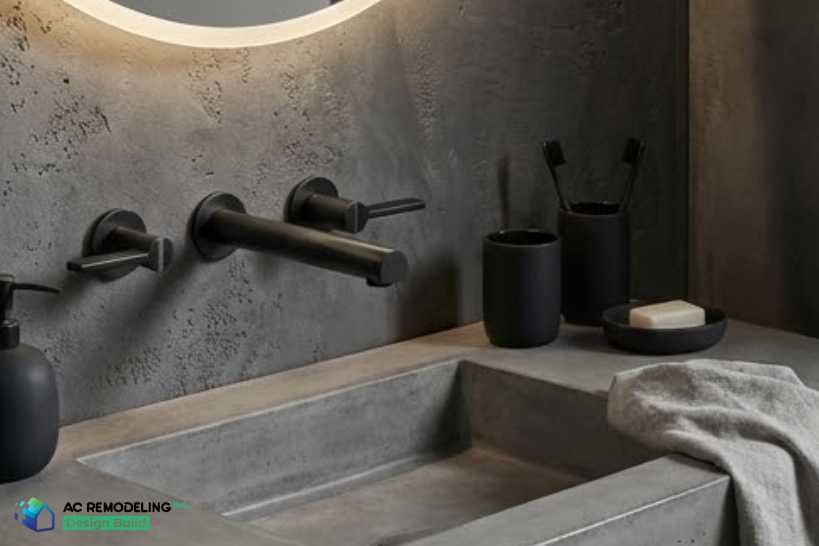 Finot wall-mounted lavatory faucet featuring a modern slope lever design.